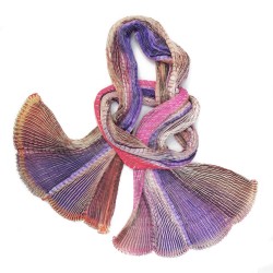 Plicatwill pleated full lenght scarf multicolor in silk twill made by sophie guyot silks in Lyon France