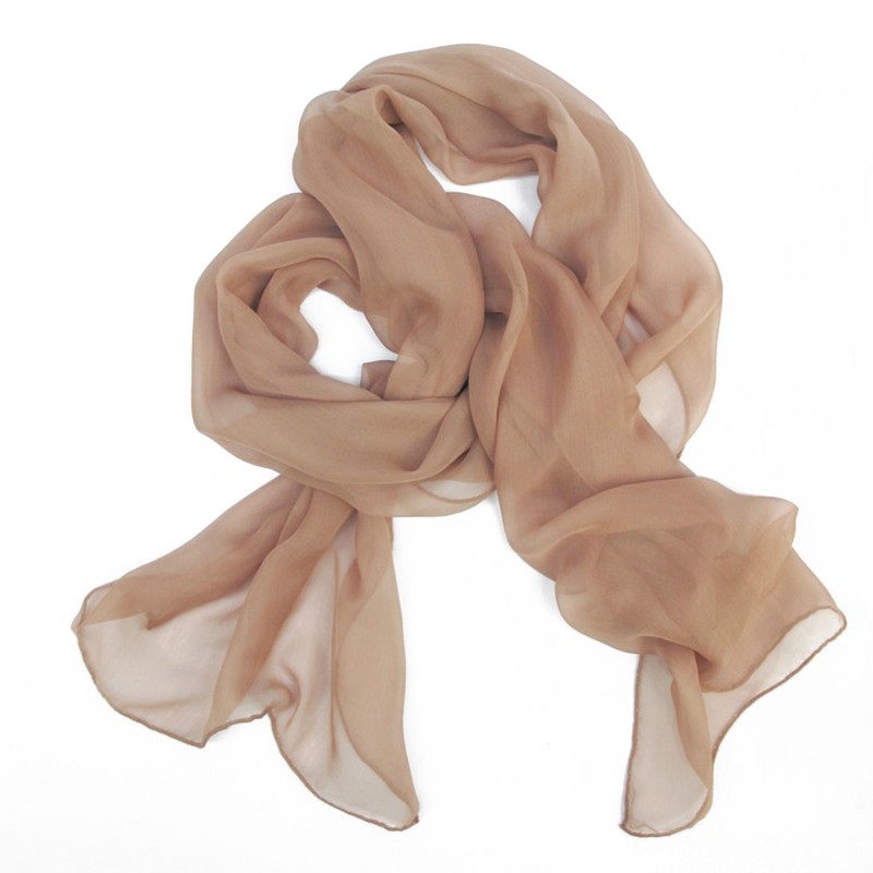 Scarf 180 plain silk chiffon, rolled finish by sophie guyot silks in lyon france