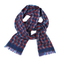 Narrow Scarf Cotton Silk Multico Blue Ocelles