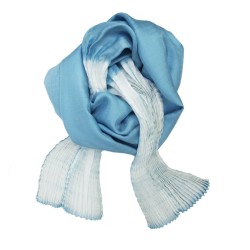 Short pleated scarf in silk twill made in lyon france design by sophie guyot