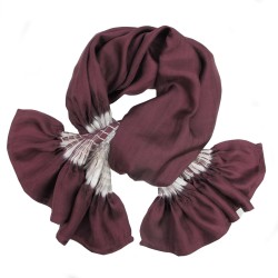 Short pleated scarf minipli two tones in silk twill, tie and dye by sophie guyot silk designer in Lyon France