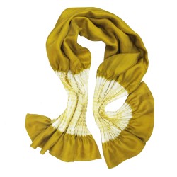 Foulard court plissé minipli bicolore en twill de soie quadrillé, fabriqué par sophie guyot soieries à Lyon en France