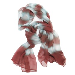 Foulard long et léger en mousseline de soie teinture artisanale motif shibori  itajime