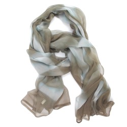 Foulard long et léger en mousseline de soie teinture artisanale motif shibori  itajime