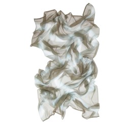 Long and light silk chiffon scarf dyed itajime shibori pattern made in lyon france