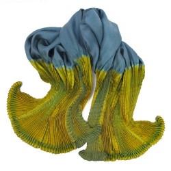 Scarf Coulipli pleated silk twill craftly made in lyon  by sophie guyot silk design