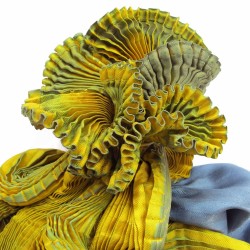 Scarf Coulipli pleated silk twill craftly made in lyon  by sophie guyot silk design