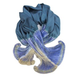 Scarf Coulipli pleated silk twill craftly made in lyon  by sophie guyot silk design