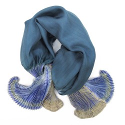 Scarf Coulipli pleated silk twill craftly made in lyon  by sophie guyot silk design