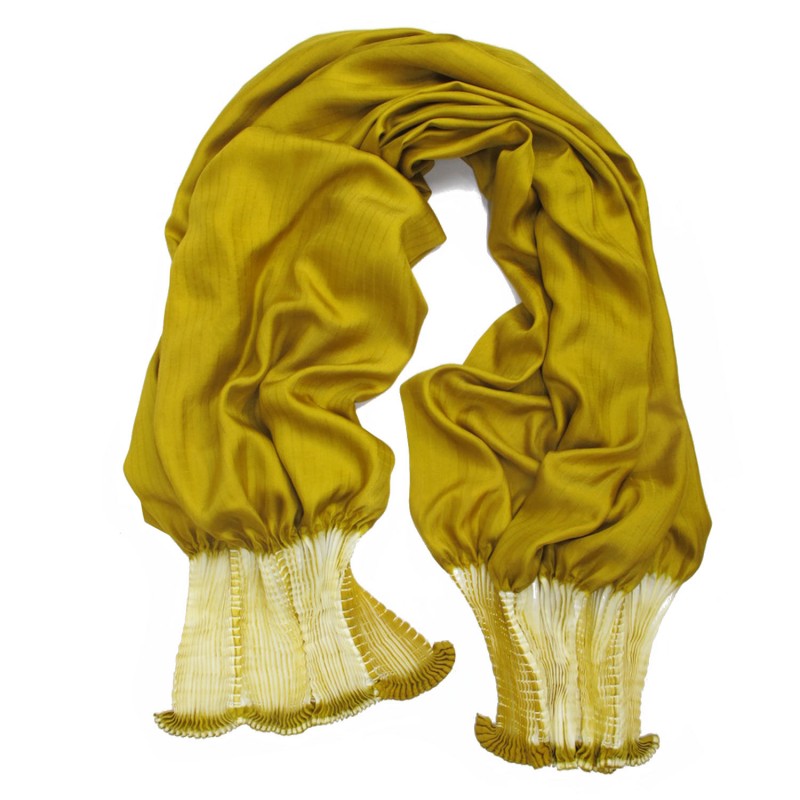 Scarf bouplibou maxi two tones in silk twill, pleated and dyed by sophie guyot soieries in Lyon, France