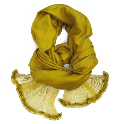 Scarf bouplibou maxi two tones in silk twill, pleated and dyed by sophie guyot soieries in Lyon, France