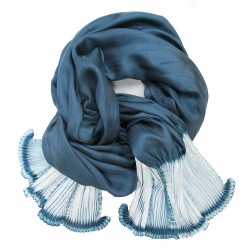 Scarf bouplibou maxi two tones in silk twill, pleated and dyed by sophie guyot soieries in Lyon, France