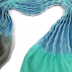 short pleated scarf minipli multicolor in silk twill, tie and dye by sophie guyot silk designer in Lyon France