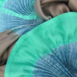 short pleated scarf minipli multicolor in silk twill, tie and dye by sophie guyot silk designer in Lyon France