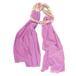 Long pleated scarf in 100% silk crepe de chine multicolor