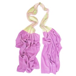 Long pleated scarf in 100% silk crepe de chine multicolor
