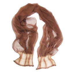 Scarf coplicot, two tones in silk chiffon white and one colour, pleated and dyed by sophie guyot soieries in Lyon, France