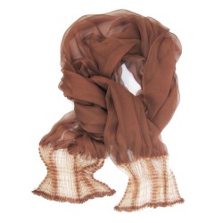 Scarf coplicot, two tones in silk chiffon white and one colour, pleated and dyed by sophie guyot soieries in Lyon, France