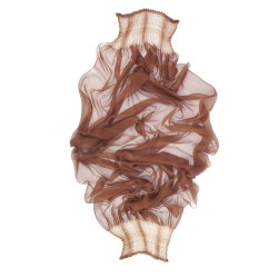 Scarf coplicot, two tones in silk chiffon white and one colour, pleated and dyed by sophie guyot soieries in Lyon, France