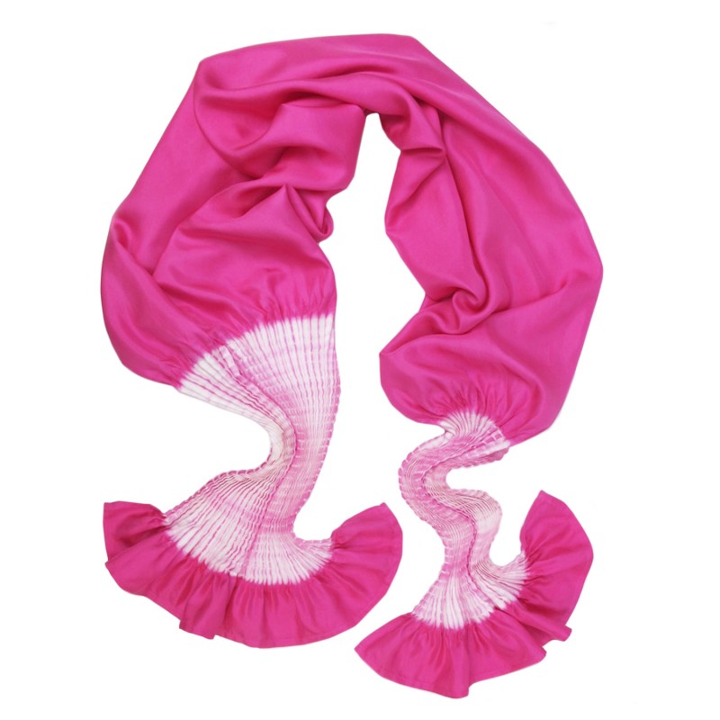 Scarf plissenpli midi silk twill pleated shibori dyed sophie guyot soieries Lyon France