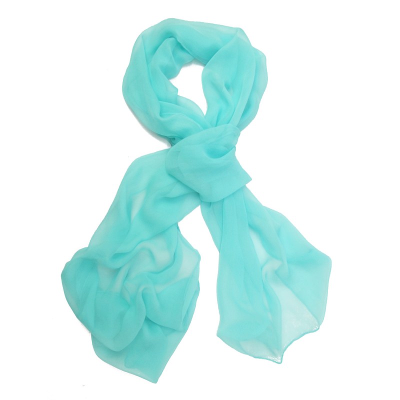 Petite Écharpe unie rectangle en mousseline de soie, finition bord roulotté