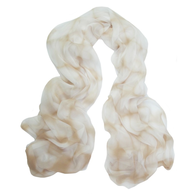 Long and light silk chiffon scarf dyed itajime shibori pattern made in lyon france