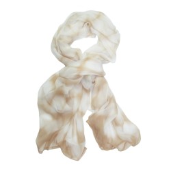 Long and light silk chiffon scarf dyed itajime shibori pattern made in lyon france