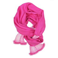 Scarf bouplibou midi, two tones in silk twill, pleated and dyed by sophie guyot soieries in Lyon, France