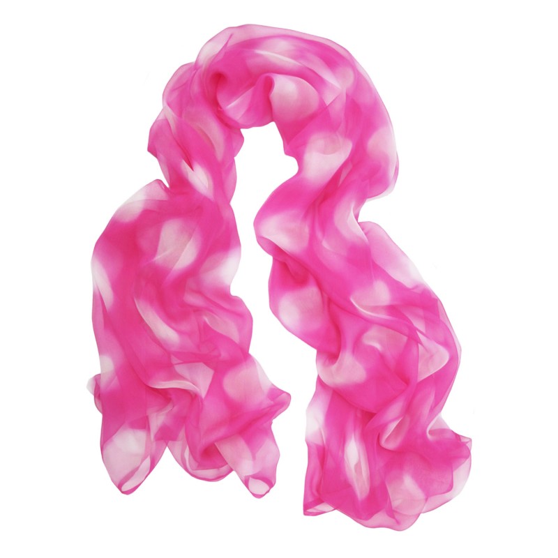 Long and light silk chiffon scarf dyed itajime shibori pattern made in lyon france