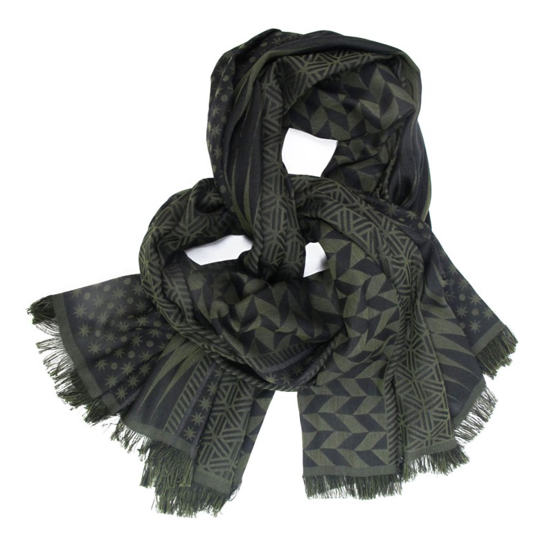 Maxi woven scarf silk cotton made in Lyon France by sophie guyot fashion silk design planetarium