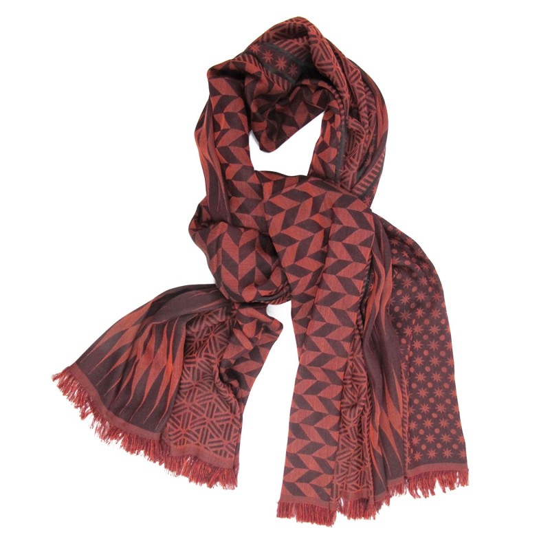 Maxi woven scarf silk and cotton made in Lyon France by sophie guyot fashion silk design planetarium