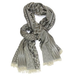 Maxi woven scarf silk and cotton made in Lyon France by sophie guyot fashion silk design planetarium