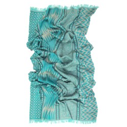 Maxi woven scarf silk and cotton made in Lyon France by sophie guyot fashion silk design planetarium