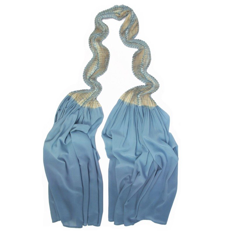 Long pleated scarf in 100% silk crepe de chine multicoloured plicacrepe