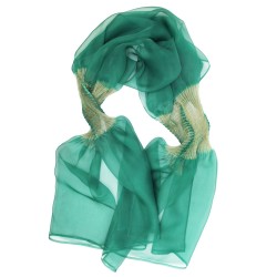 Stole Juliette Multicolor pleated silk organza, dyed and made by sophie guyot silks in Lyon France