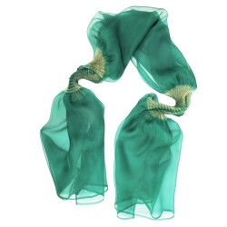 Étole juliette multicolore en organza de soie plissé, teint et fabriqué à Lyon en France par Sophie Guyot Soieries