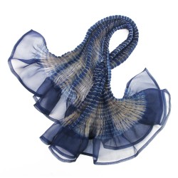 Short scarf paplillon pleated silk organza dyed made by sophie guyot silk textile fashion design Lyon france