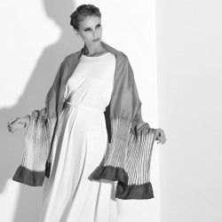 Long Scarf plissenpli pleated silk twill shibori dye sophie guyot silks design Lyon France shop