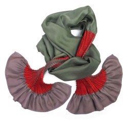 Long Scarf plissenpli pleated silk twill shibori dye sophie guyot silks design Lyon France shop