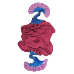 Longue écharpe plissée multicolore en twill de soie fabriqué teint sophie guyot soies à Lyon France