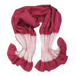 Short pleated scarf minipli  silk twill shibori tie and dye sophie guyot silk designer made in Lyon France