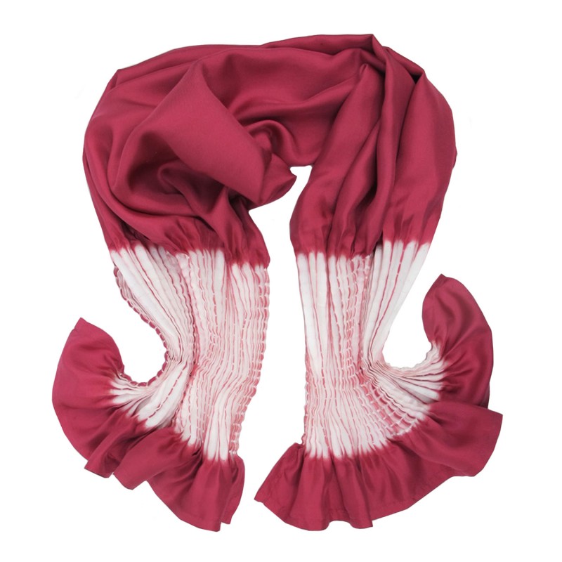 Short pleated scarf minipli  silk twill shibori tie and dye sophie guyot silk designer made in Lyon France
