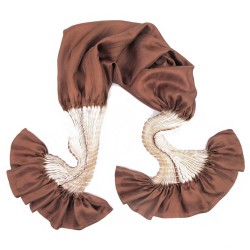 Short pleated scarf minipli  silk twill shibori tie and dye sophie guyot silk designer made in Lyon France