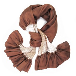 Short pleated scarf minipli  silk twill shibori tie and dye sophie guyot silk designer made in Lyon France