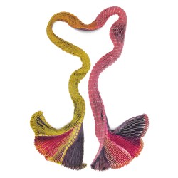 Longue écharpe plissée plicatwill multicolore en twill de soie fabriquée par sophie guyot atelier de soieries Lyon France