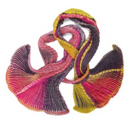 Plicatwill pleated full lenght scarf multicolor in silk twill made by sophie guyot silks workshop in Lyon France