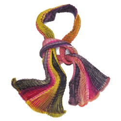 Plicatwill pleated full lenght scarf multicolor in silk twill made by sophie guyot silks workshop in Lyon France