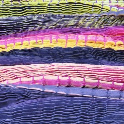 Plicatwill pleated full lenght scarf multicolor in silk twill made by sophie guyot silks workshop in Lyon France