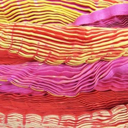 Plicatwill pleated full lenght scarf multicolor in silk twill made by sophie guyot silks workshop in Lyon France
