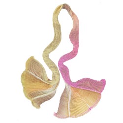 Plicatwill pleated full lenght scarf multicolor in silk twill made by sophie guyot silks workshop in Lyon France
